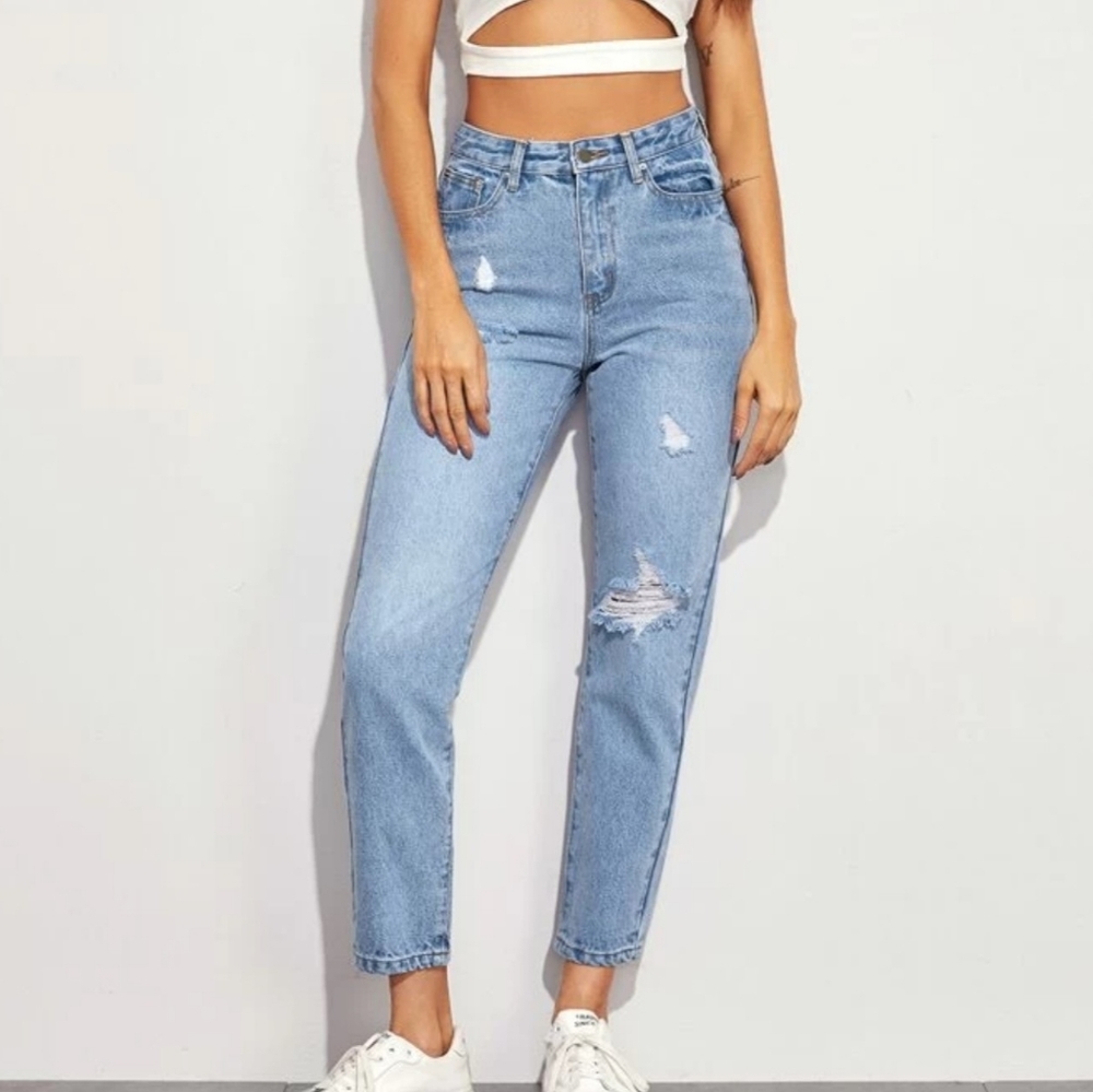 Distressed Mom Jeans
